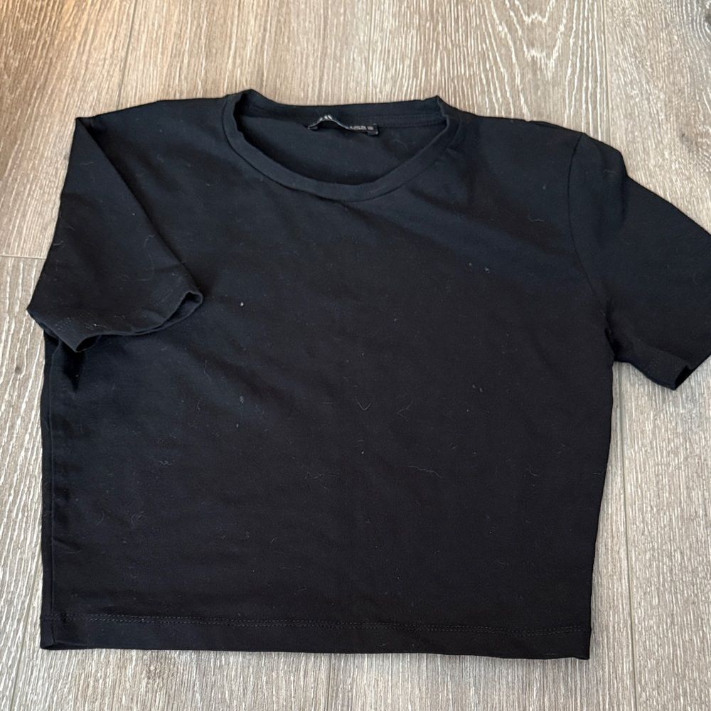 ZARA Black Cropped T-Shirt
